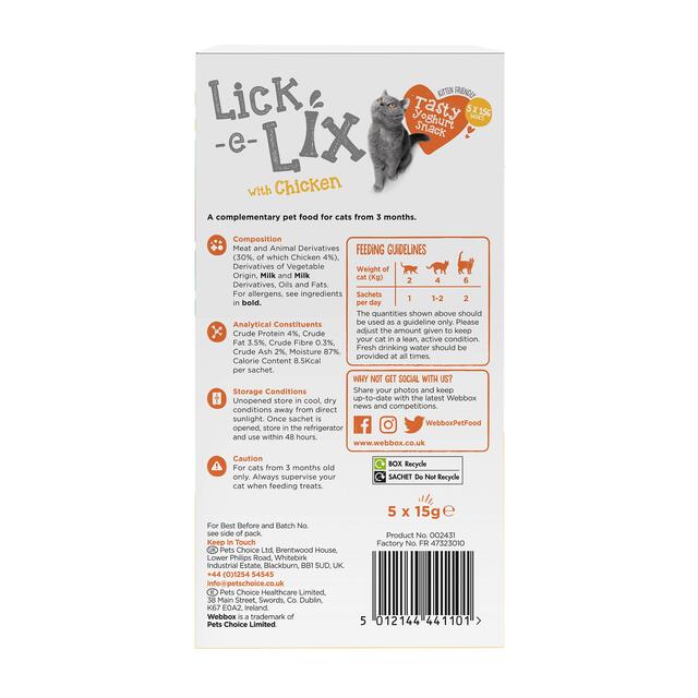 Webbox Lick-e-Lix with Chicken Yoghurty Cat Treats thumbnail 2