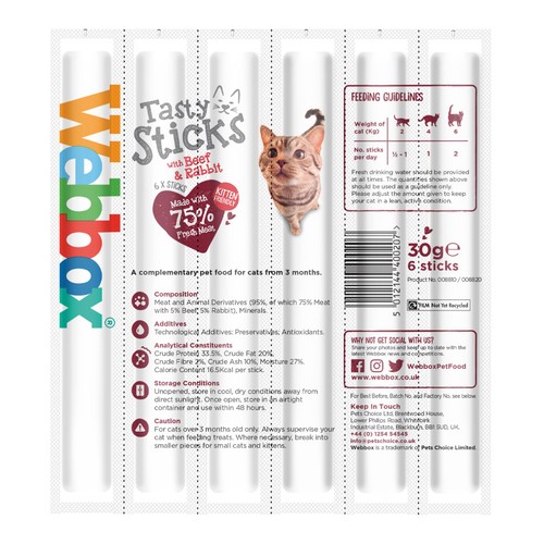 Webbox Cats Delight Tasty Sticks with Beef & Rabbit thumbnail 2