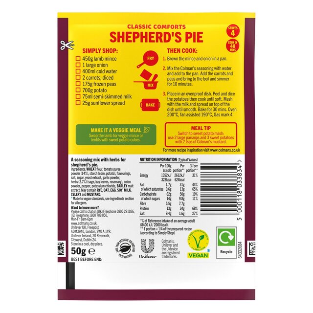 Colman's Shepherd's Pie Recipe Mix  50G thumbnail 7