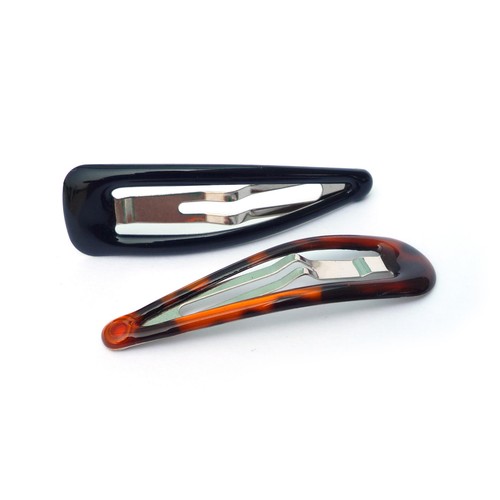 Medium Snap Clips, Black & Shell Effect 4.8cm