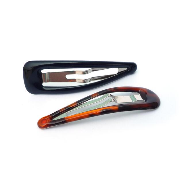 Medium Snap Clips, Black & Shell Effect 4.8cm