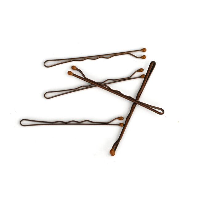 Small Kirby Grips, Brown, 5cm