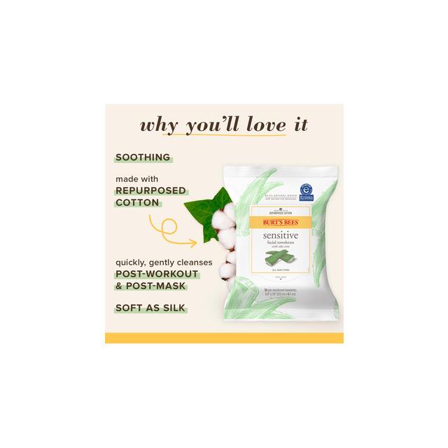 Burt's Bees Sensitive Facial Cleansing Wipes with Aloe Extract thumbnail 2