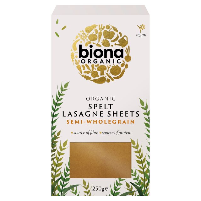 Biona Organic Spelt Semi-Wholegrain Lasagne Pasta Sheets