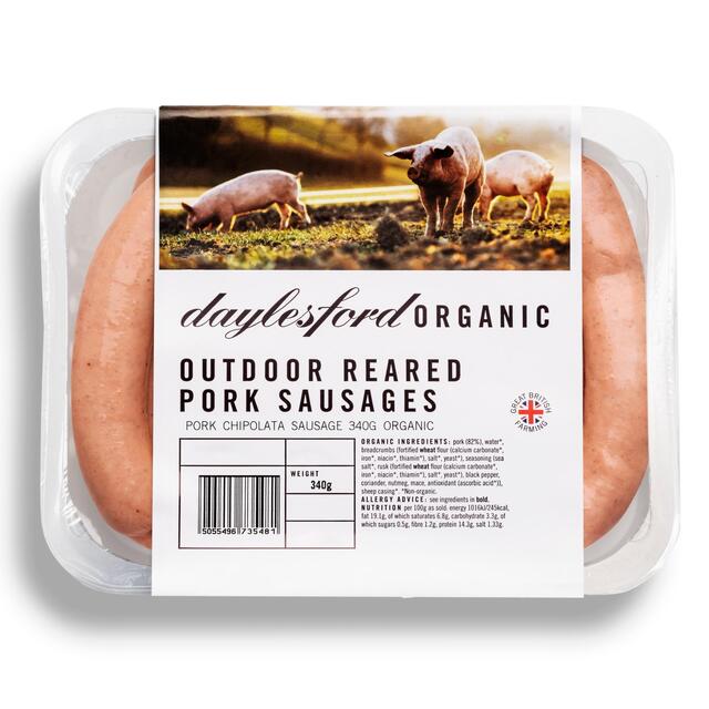 Daylesford Organic Outdoor Reared Chipolata Pork Sausages