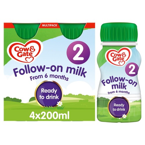 Cow & Gate 2 Follow On Baby Milk Formula Liquid Ready to Feed 6-12 Months