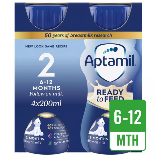 Aptamil 2 Follow On Baby Milk Formula Liquid Ready to Feed 6-12 Months