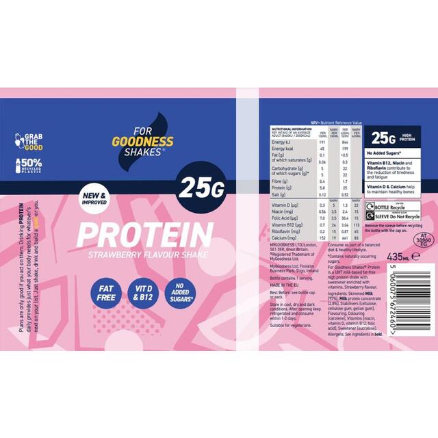 For Goodness Shakes Strawberry Protein Shake thumbnail 2