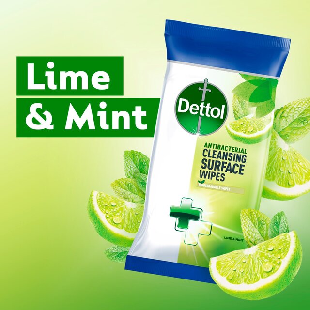 Dettol Antibacterial Biodegradable Lime Multi Surface Cleansing Wipes thumbnail 5