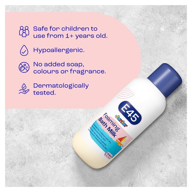 E45 Dermatological Junior Foaming Bubble Bath Milk - Baby & Kids Wash thumbnail 4
