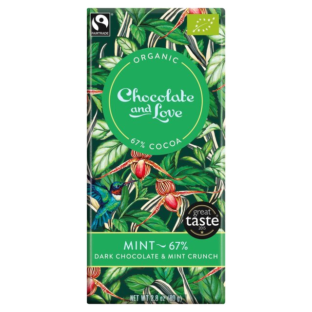 Chocolate and Love Fairtrade Organic Mint 67% Dark Chocolate