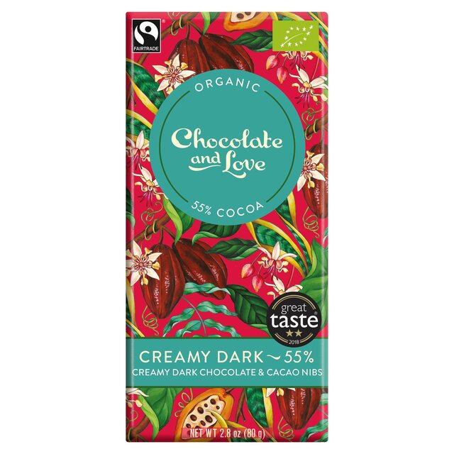 Chocolate and Love Fairtrade Organic Creamy 55% Dark Chocolate