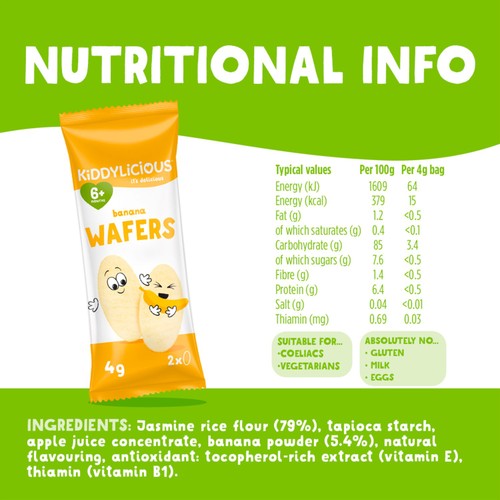 Kiddylicious Banana Maxi Wafers Baby Snacks Multi thumbnail 3