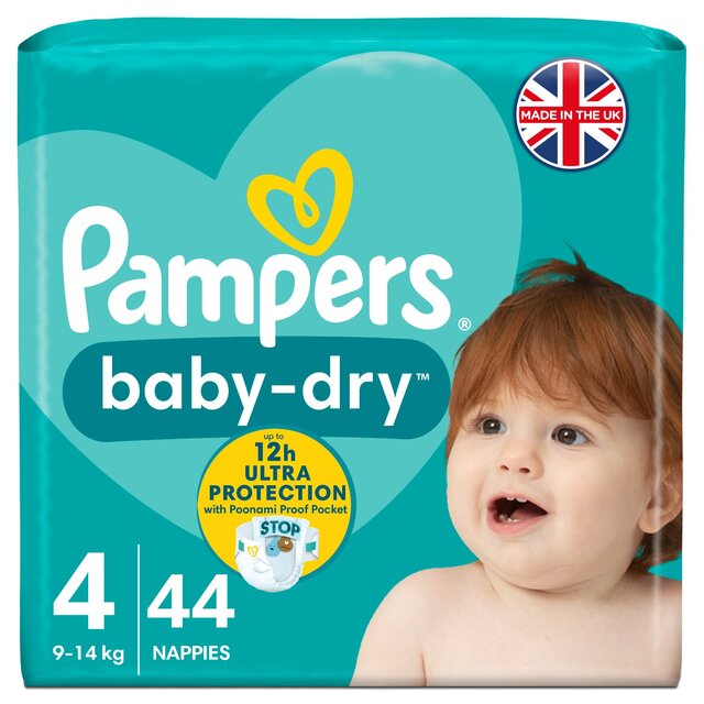 Pampers Baby-Dry Nappies, Size 4 (9-14kg) Essential Pack