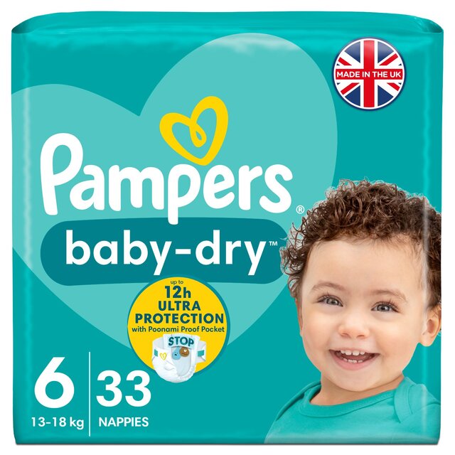 Pampers Baby-Dry Nappies, Size 6 (13-18kg) Essential Pack