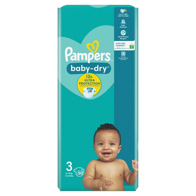 Pampers Baby-Dry Nappies, Size 3 (6-10kg) Essential Pack thumbnail 9