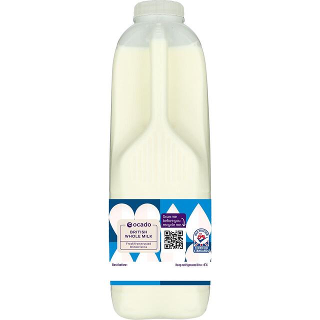 Ocado British Whole Milk 2 Pints thumbnail 2