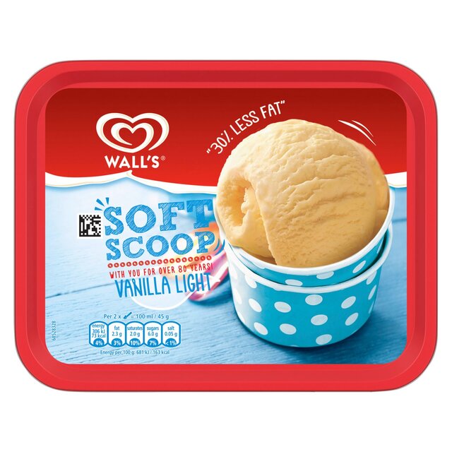 Wall's Soft Scoop Vanilla Light Ice Cream Tub Dessert