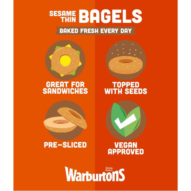 Warburtons Sesame Thin Bagels thumbnail 3