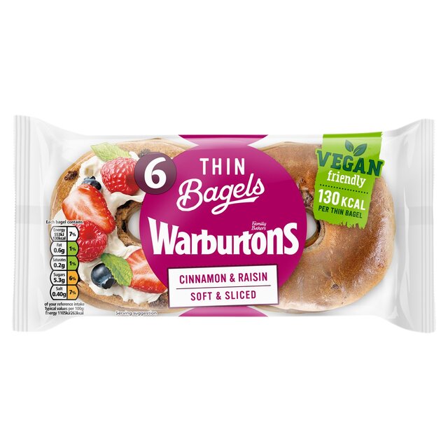 Warburtons Cinnamon & Raisin Thin Bagels thumbnail 2