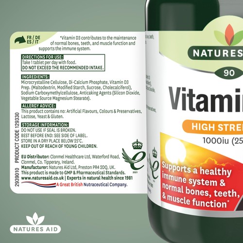 Natures Aid High Strength Vitamin D3 Tablets 1000iu  thumbnail 5