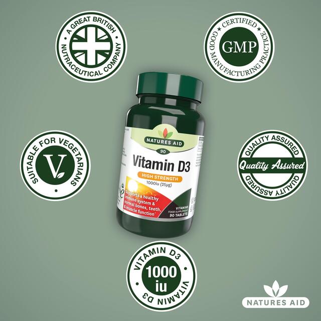 Natures Aid High Strength Vitamin D3 Tablets 1000iu thumbnail 4