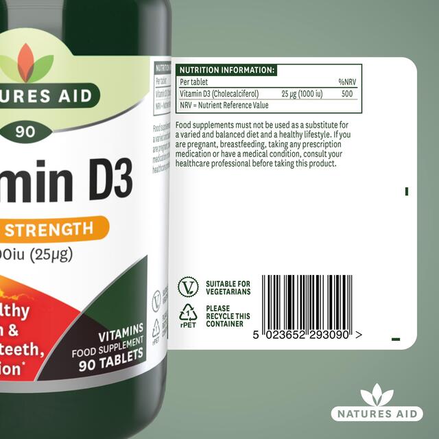 Natures Aid High Strength Vitamin D3 Tablets 1000iu thumbnail 6