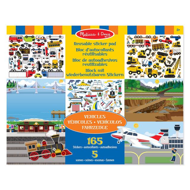 Melissa & Doug Reusable Sticker Pad Vehicles, 3yrs+