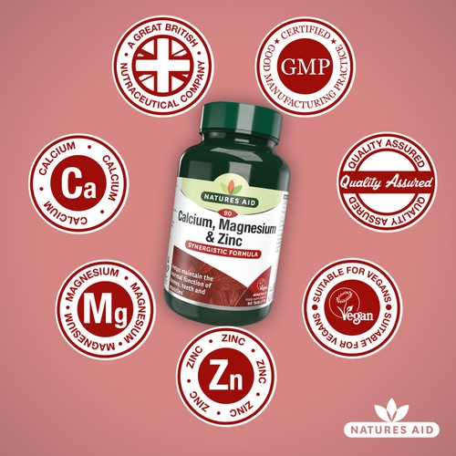 Natures Aid Calcium, Magnesium & Zinc Supplement Tablets thumbnail 4