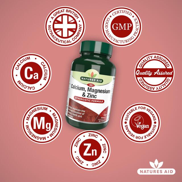 Natures Aid Calcium, Magnesium & Zinc Supplement Tablets thumbnail 4