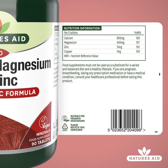 Natures Aid Calcium, Magnesium & Zinc Supplement Tablets thumbnail 6