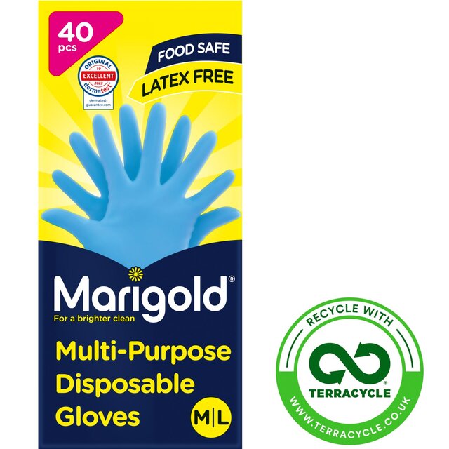 Marigold Extra Safe Disposable Latex & Powder Free Gloves M/L Food Safe