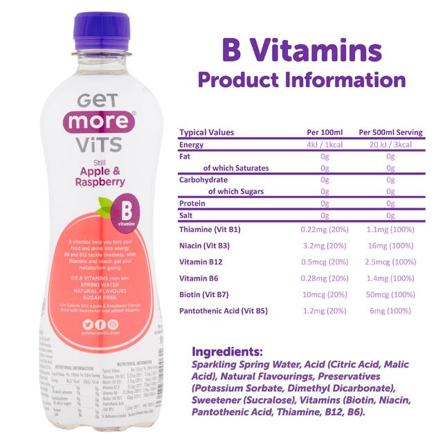 Get More Still B Vitamins Water Apple & Raspberry thumbnail 3