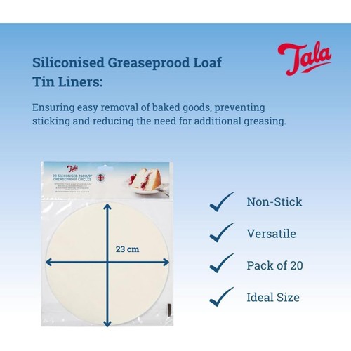 Tala 20 23cm Greaseproof Baking Cake Tin Liners  thumbnail 2