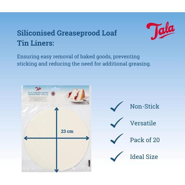 Tala 20 23cm Greaseproof Baking Cake Tin Liners thumbnail 2
