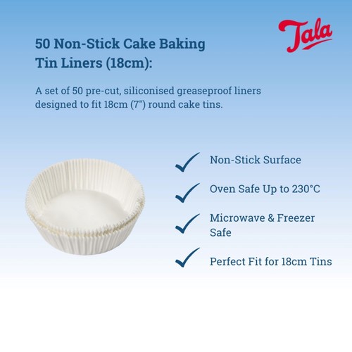 Tala 50 Non-stick Cake Baking Tin Liners 18cm   thumbnail 4