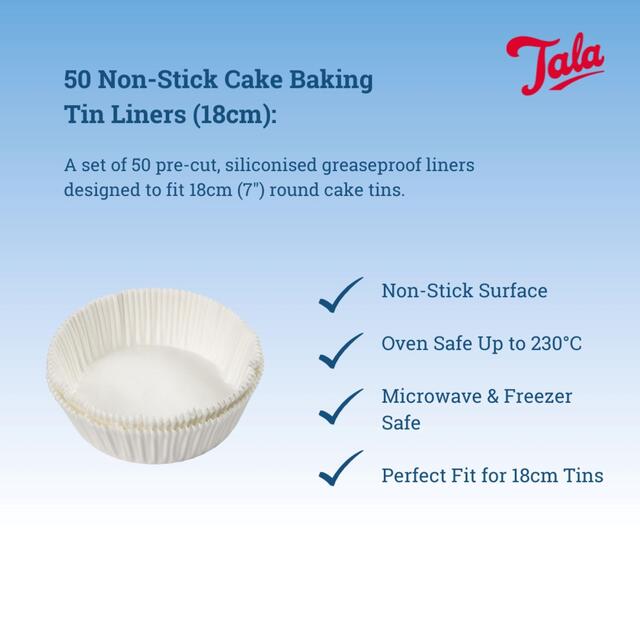 Tala 50 Non-stick Cake Baking Tin Liners 18cm thumbnail 4