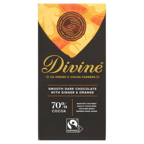 Divine 70% Dark Chocolate with Ginger & Orange thumbnail 2