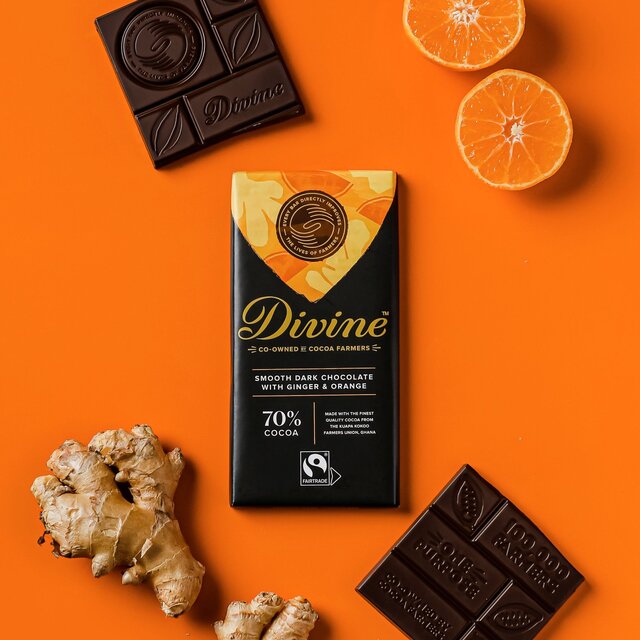 Divine 70% Dark Chocolate with Ginger & Orange thumbnail 2