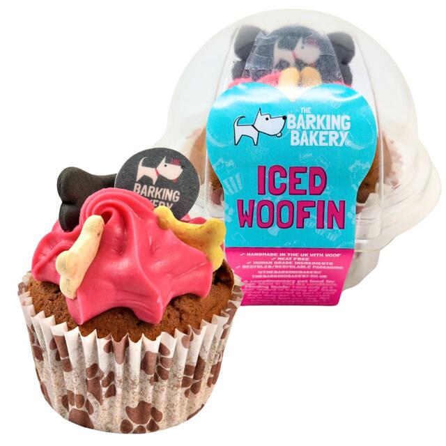 The Barking Bakery Woofin Dog Treat Muffin, Vanilla, Pink Yogurt Icing