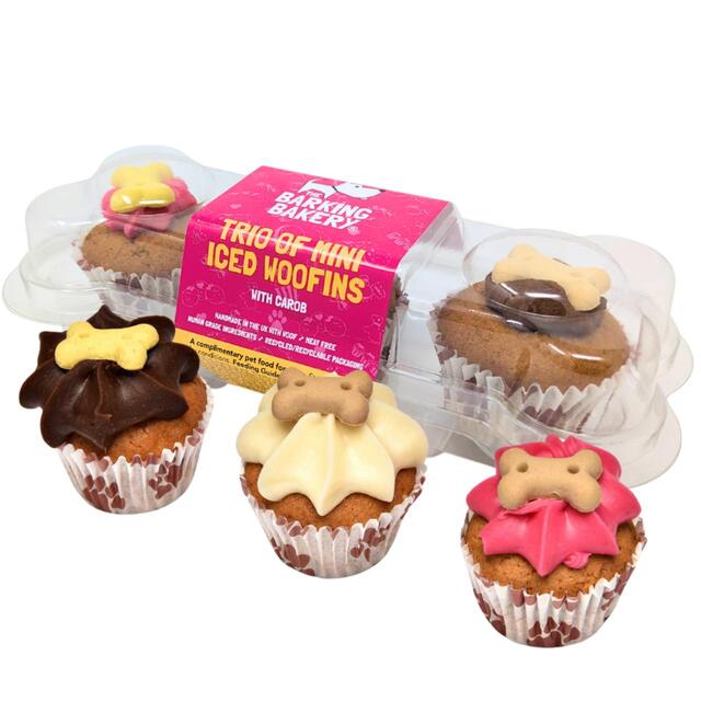 The Barking Bakery Trio of Mini Woofins Dog Treat Muffins, Iced