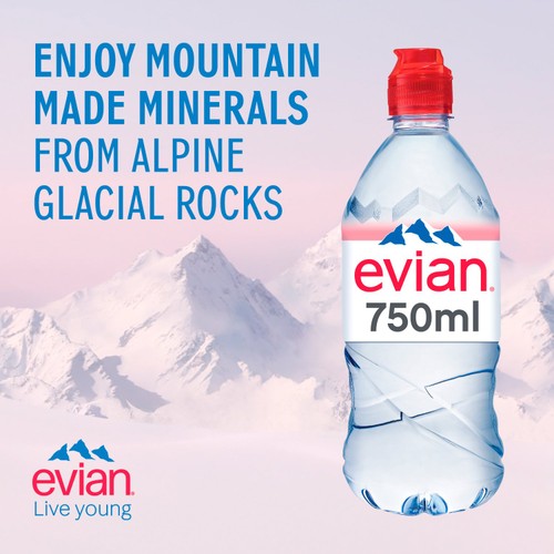 Evian Still Natural Mineral Spring Bottled Water with Sports Cap Multipack thumbnail 2