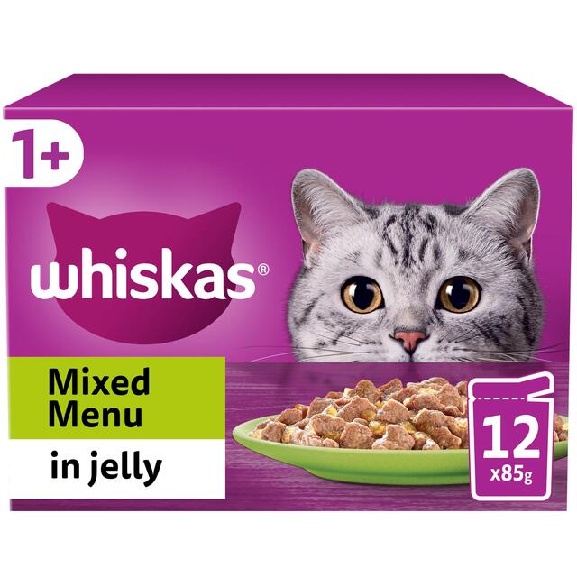 Whiskas 1+ Adult Wet Cat Pouches Mixed Menu in Jelly