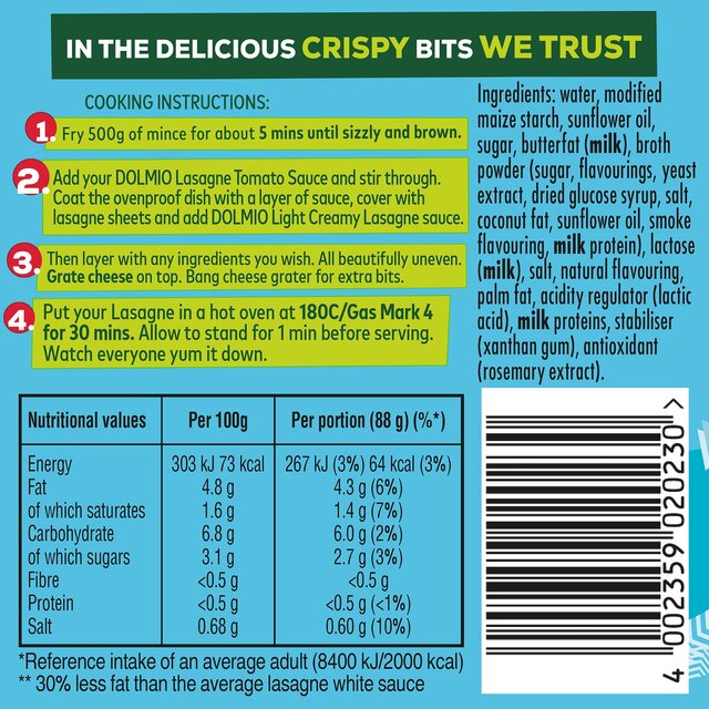 Dolmio Lasagne Original Light Creamy White Sauce thumbnail 2