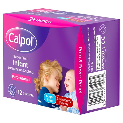 Calpol Infant Sugar Free Suspension Sachets Strawberry 2+ Months thumbnail 2