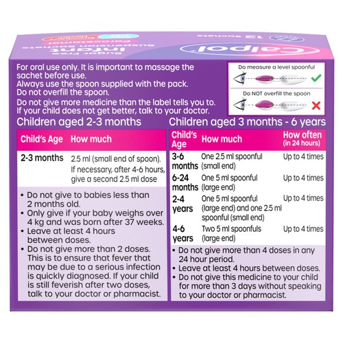 Calpol Infant Sugar Free Suspension Sachets Strawberry 2+ Months thumbnail 6