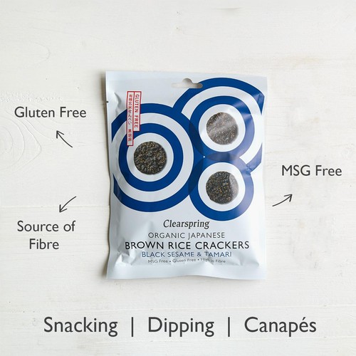 Clearspring Organic Black Sesame Brown Rice Crackers thumbnail 2