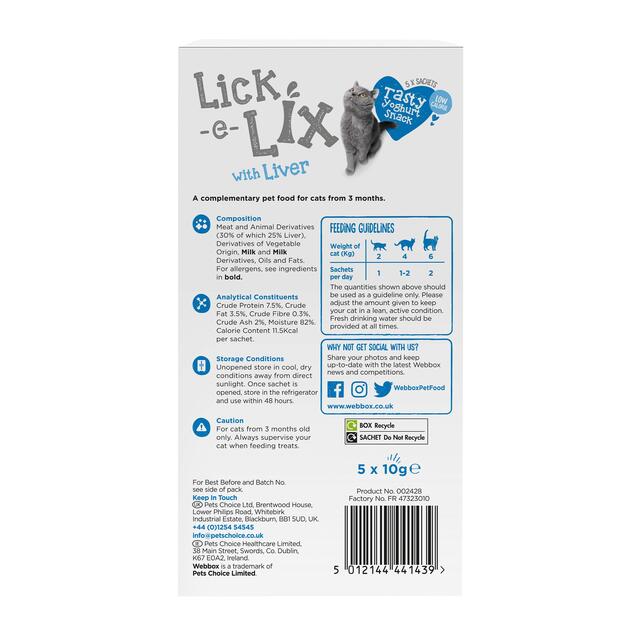 Webbox Lick-e-Lix with Liver, Yoghurty Cat Treats thumbnail 2