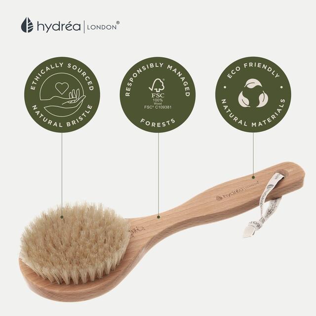 Hydrea London Classic Short Handle Body Brush with Natural Bristle thumbnail 3