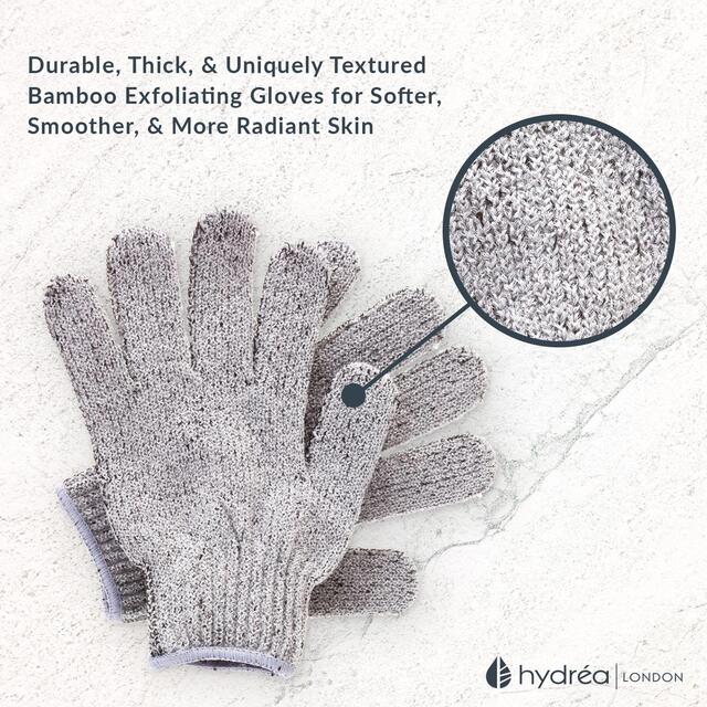Hydrea London Bamboo Carbonised Exfoliating Shower Gloves thumbnail 4